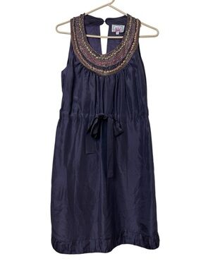 Baraschi Beaded Sleeveless Sheath Silk Dress Size M